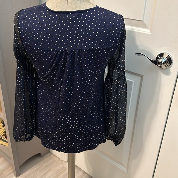 BODEN METALLIC HAZEL GOLD FOIL POLKA DOT BLOUSE GUC SZ 2 CAREER EVERYDAY - Picture 9 of 11